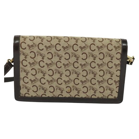 CELINE C Sulky Shoulder Bag Canvas Brown Gold - Picture 3 of 13